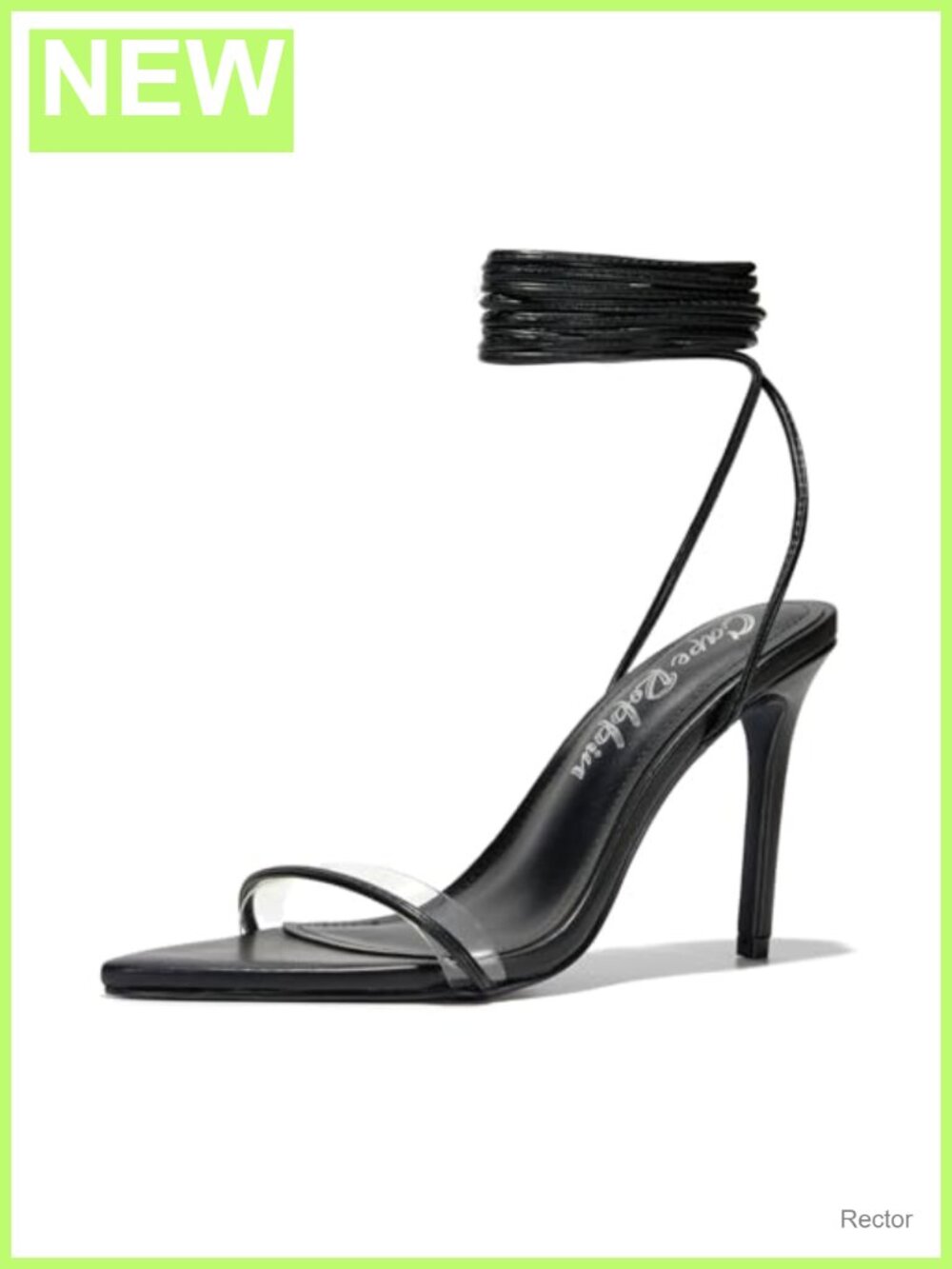 Lace Up Stiletto Heel Sandals Women's Pointed Open Toe Clear Strap Ankle Wrap